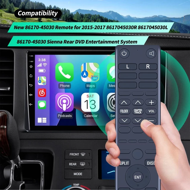 Alt view image 2 of 7 - New 86170-45030 Replacement Remote Control fit for 2015-2017 Toyota Sienna Rear DVD Entertainment System 8617045030R 8617045030L 86170-45030