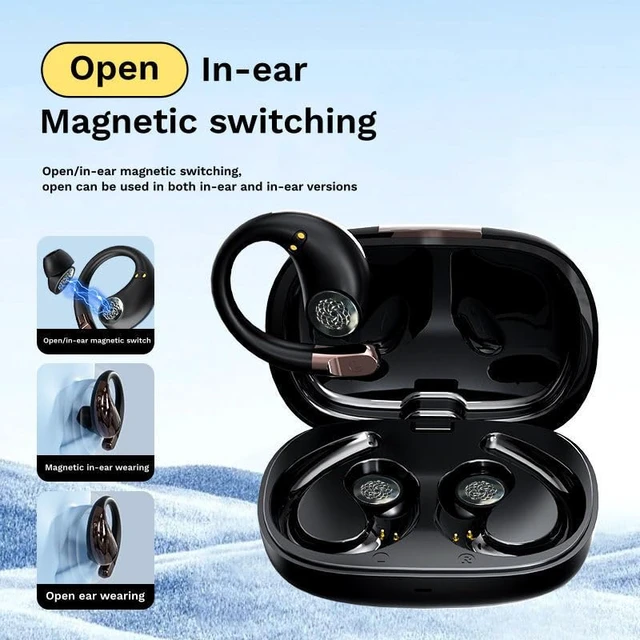 Alt view image 2 of 6 - 2-in-1 Magnetic Detachable Wireless Earbuds, Open Ear/in-Ear Bluetooth 6.0 Headphones, 48H Playtime, Directional Sound Technology, Touch Contro- Skin