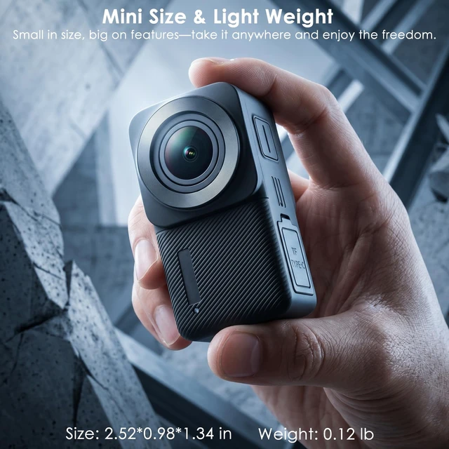 Alt view image 3 of 7 - Waterproof EIS Thumb Action Camera 5K with Touch Screen, 64GB Card Tiny Underwater Cameras 100FT, WiFi, Accessories Kits, Sports Cam for Vlogging, Diving, Bike, Travel, Hiking
