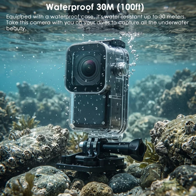 Alt view image 5 of 7 - Waterproof EIS Thumb Action Camera 5K with Touch Screen, 64GB Card Tiny Underwater Cameras 100FT, WiFi, Accessories Kits, Sports Cam for Vlogging, Diving, Bike, Travel, Hiking
