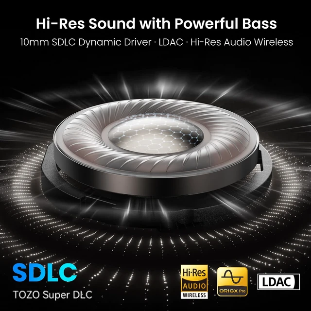 Alt view image 3 of 7 - NC9 Pro Active Noise Cancelling Wireless Earbuds, LDAC Hi-Res Audio Smart Touch Screen,Stereo Bass, 6 Mics ENC Clear Call Ear Buds,Dual Device Connection,60H, Bluetooth 6.0, Fast Charging,Black