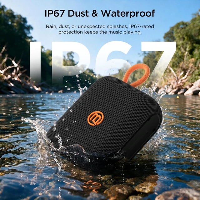 Alt view image 4 of 7 - Rove Go 5 Portable Bluetooth Speaker, Powerful Bass Boost, Compact with Strap, 24H Battery, Multi-Speaker Pairing, IP67 Waterproof & Dustproof for Camping, Beach & Pool