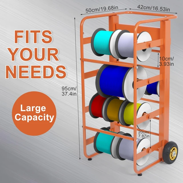 Alt view image 3 of 7 - Wire Spool Rack Cable Caddy,Portable Wire Rack Dispenser with Wheel,Automotive Wiring Storage, Multi-Spool Wire/Cable Dispenser for Electrical Industrial & Retail Use