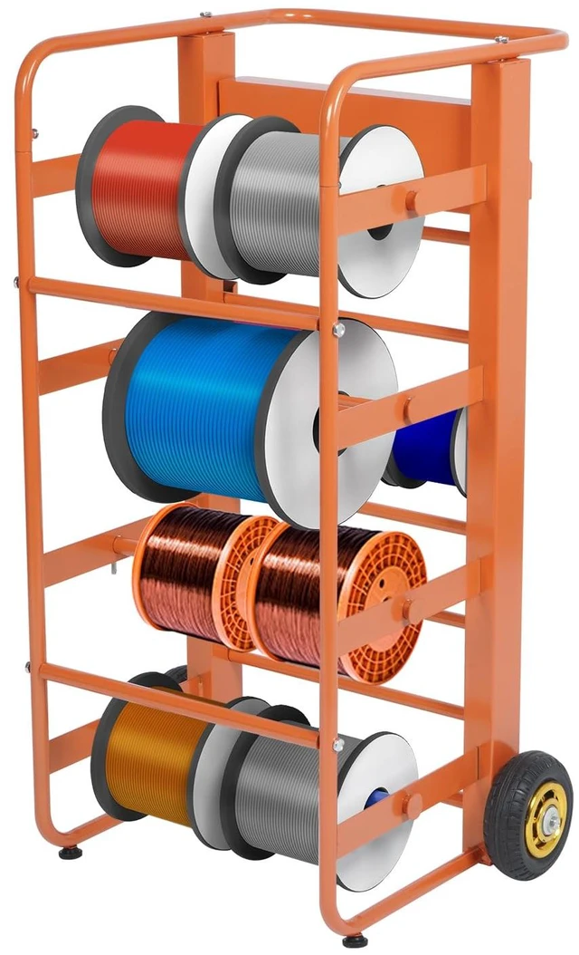 Alt view image 2 of 7 - Wire Spool Rack Cable Caddy,Portable Wire Rack Dispenser with Wheel,Automotive Wiring Storage, Multi-Spool Wire/Cable Dispenser for Electrical Industrial & Retail Use