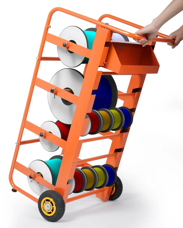 Alt view image 5 of 7 - Wire Spool Rack Cable Caddy,Portable Wire Rack Dispenser with Wheel,Automotive Wiring Storage, Multi-Spool Wire/Cable Dispenser for Electrical Industrial & Retail Use