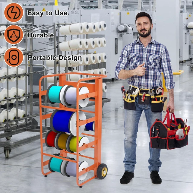 Alt view image 4 of 7 - Wire Spool Rack Cable Caddy,Portable Wire Rack Dispenser with Wheel,Automotive Wiring Storage, Multi-Spool Wire/Cable Dispenser for Electrical Industrial & Retail Use