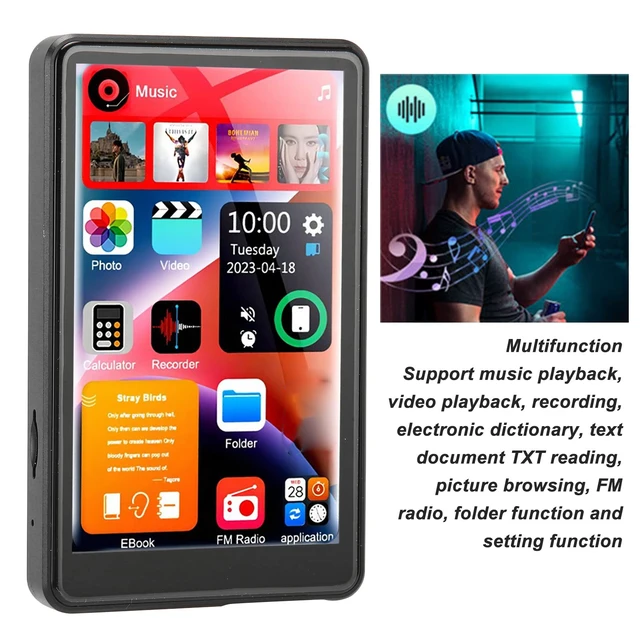 Alt view image 3 of 7 - X20 MP3 Player with Bluetooth, 4.0 HD Full Touch Screen Music Player, Lossless HiFi Sound, Up to 256GB Memory Expansion, Portable for Sport Study (Black)