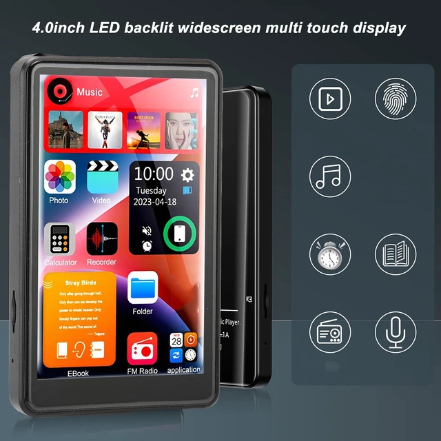 Alt view image 6 of 7 - X20 MP3 Player with Bluetooth, 4.0 HD Full Touch Screen Music Player, Lossless HiFi Sound, Up to 256GB Memory Expansion, Portable for Sport Study (Black)