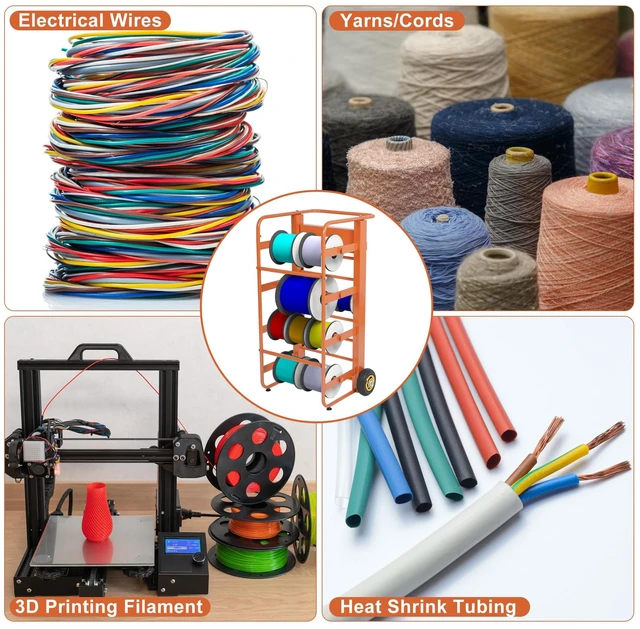 Alt view image 6 of 7 - Wire Spool Rack Cable Caddy,Portable Wire Rack Dispenser with Wheel,Automotive Wiring Storage, Multi-Spool Wire/Cable Dispenser for Electrical Industrial & Retail Use