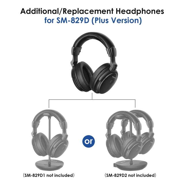 Alt view image 2 of 7 - Replacement Headphones for SM-829D1 & SM-829D2 Upgraded Plus Version - Additional TV Headphones Wireless for Seniors & Hard of Hearing