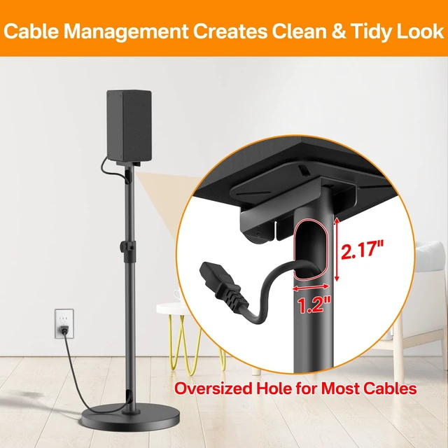Alt view image 5 of 7 - Heavy-Duty Bookshelf Speaker Stands for Vizio Speaker Stands Pair with Vizio Soundbar Mount for Surround Sound - Adjustable Floor Speaker Stands for Vizio Rear Speaker Stands with Cable Management