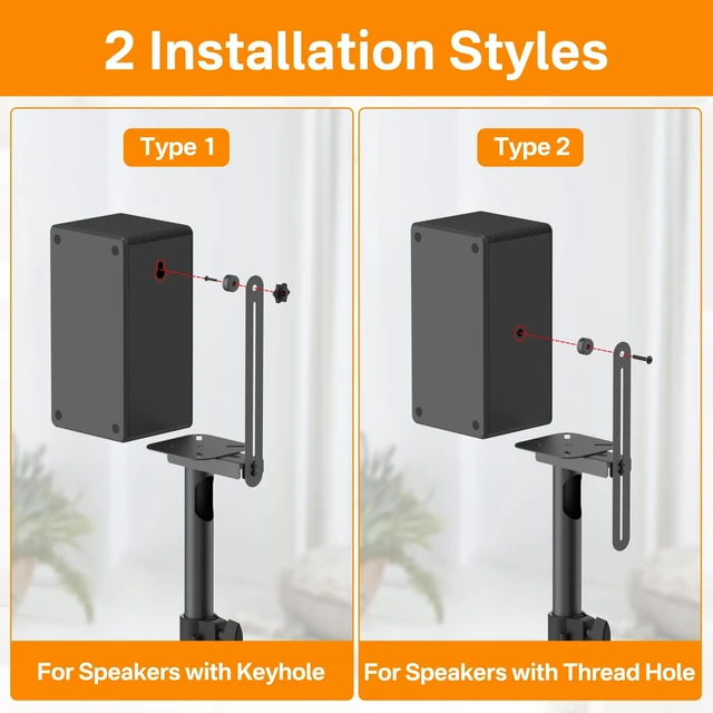 Alt view image 6 of 7 - Heavy-Duty Bookshelf Speaker Stands for Vizio Speaker Stands Pair with Vizio Soundbar Mount for Surround Sound - Adjustable Floor Speaker Stands for Vizio Rear Speaker Stands with Cable Management