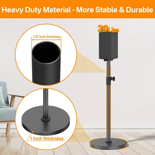 Alt view image 7 of 7 - Heavy-Duty Bookshelf Speaker Stands for Vizio Speaker Stands Pair with Vizio Soundbar Mount for Surround Sound - Adjustable Floor Speaker Stands for Vizio Rear Speaker Stands with Cable Management