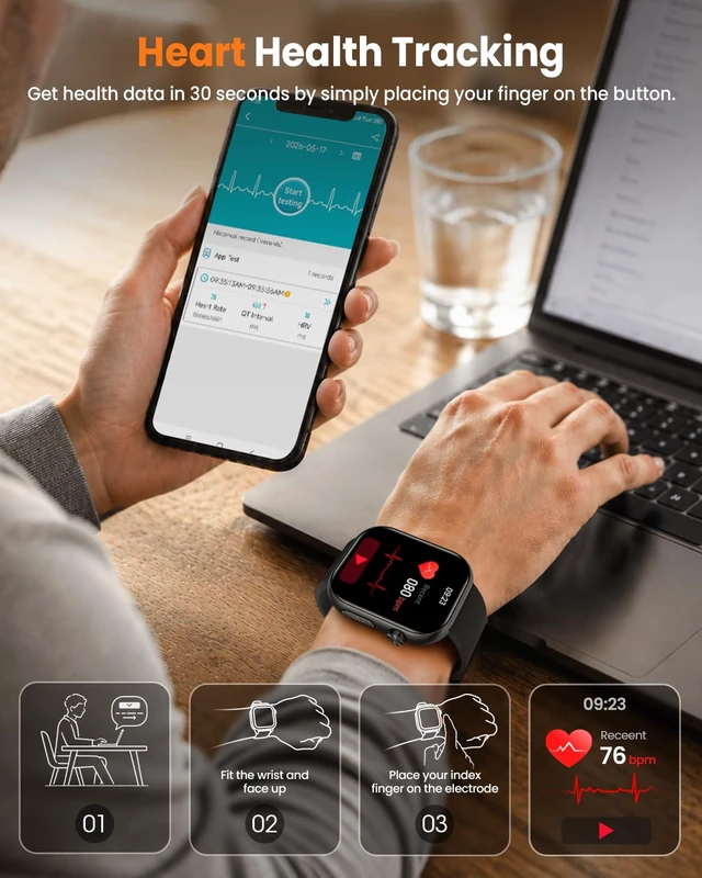 Alt view image 2 of 7 - Smart Watches for Men Women, Android/iPhone, Answer&Make Call Fitness Watch 1.95" Fitness Tracking Smartwatch, 24/7 Health Monitoring, Sleep Monitor, 140+ Sports Modes, IP68 Waterproof, Black