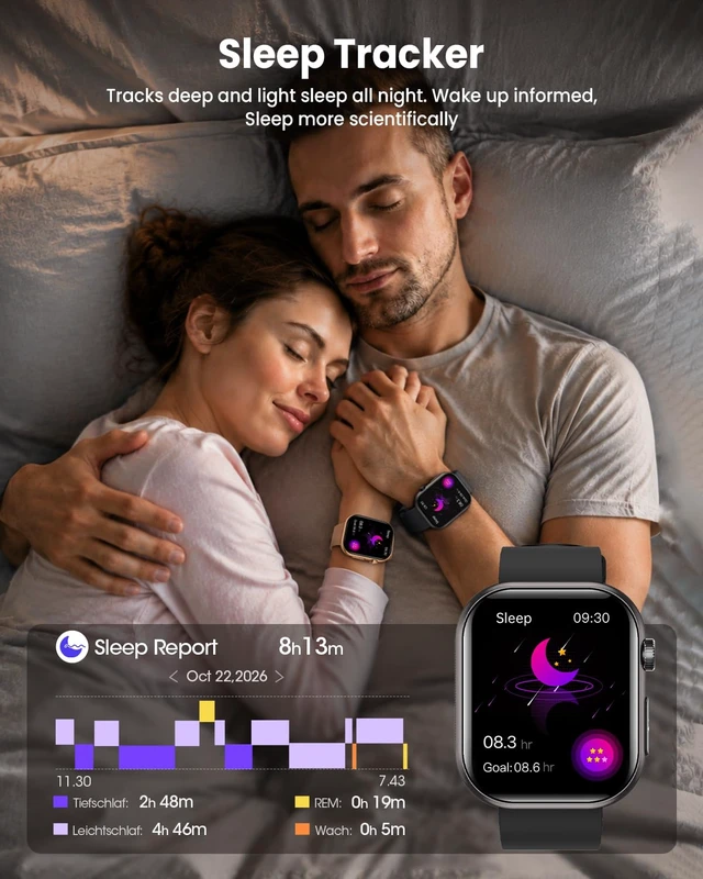 Alt view image 4 of 7 - Smart Watches for Men Women, Android/iPhone, Answer&Make Call Fitness Watch 1.95" Fitness Tracking Smartwatch, 24/7 Health Monitoring, Sleep Monitor, 140+ Sports Modes, IP68 Waterproof, Black