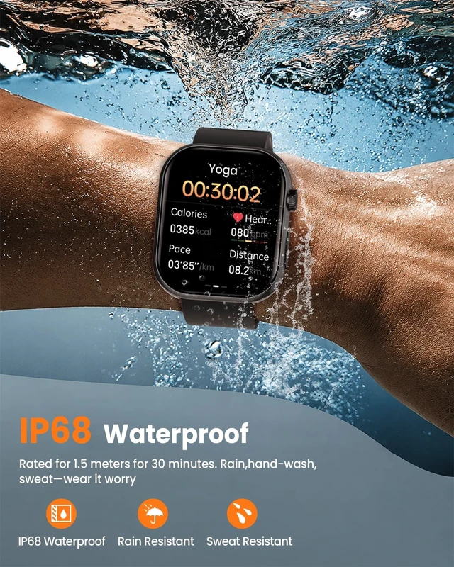 Alt view image 6 of 7 - Smart Watches for Men Women, Android/iPhone, Answer&Make Call Fitness Watch 1.95" Fitness Tracking Smartwatch, 24/7 Health Monitoring, Sleep Monitor, 140+ Sports Modes, IP68 Waterproof, Black