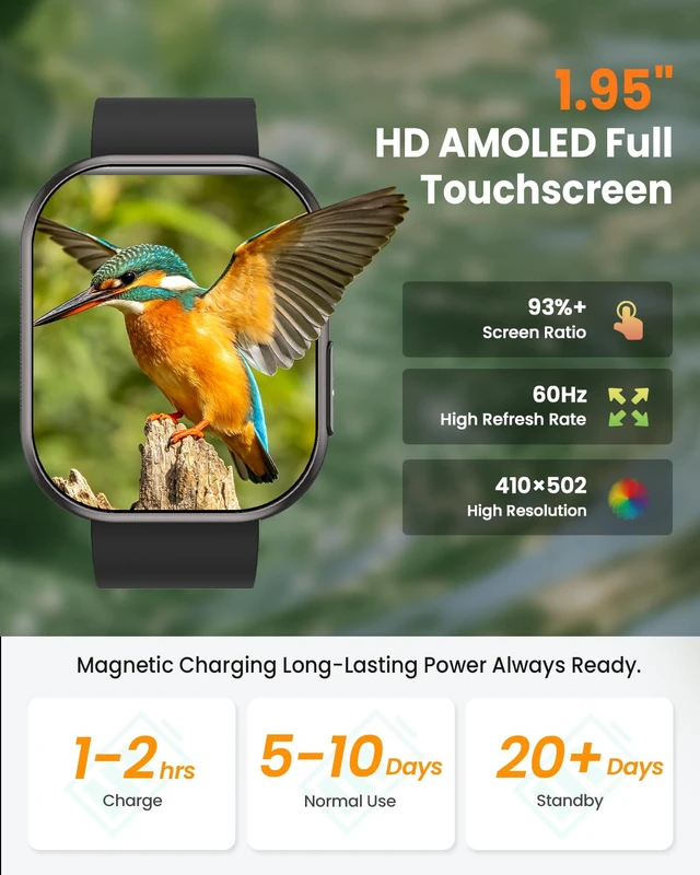 Alt view image 7 of 7 - Smart Watches for Men Women, Android/iPhone, Answer&Make Call Fitness Watch 1.95" Fitness Tracking Smartwatch, 24/7 Health Monitoring, Sleep Monitor, 140+ Sports Modes, IP68 Waterproof, Black