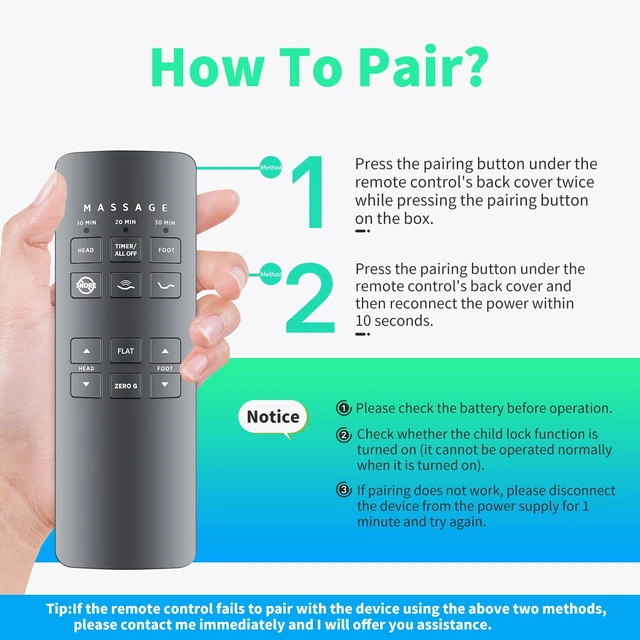 Alt view image 2 of 7 - RF258B Replace Remote for Serta/Beautyrest/Tempur-Pedic Bed JLDK.27.03.06 Easy pairing,Responsive control,for Beautyrest Ergomotion Massage SmartMotion 2.0,Head/Foot lift, Zero Gravity