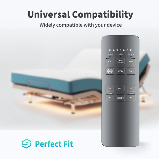 Alt view image 4 of 7 - RF258B Replace Remote for Serta/Beautyrest/Tempur-Pedic Bed JLDK.27.03.06 Easy pairing,Responsive control,for Beautyrest Ergomotion Massage SmartMotion 2.0,Head/Foot lift, Zero Gravity