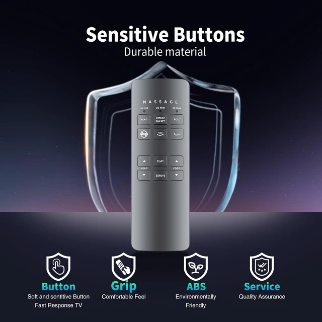 Alt view image 5 of 7 - RF258B Replace Remote for Serta/Beautyrest/Tempur-Pedic Bed JLDK.27.03.06 Easy pairing,Responsive control,for Beautyrest Ergomotion Massage SmartMotion 2.0,Head/Foot lift, Zero Gravity