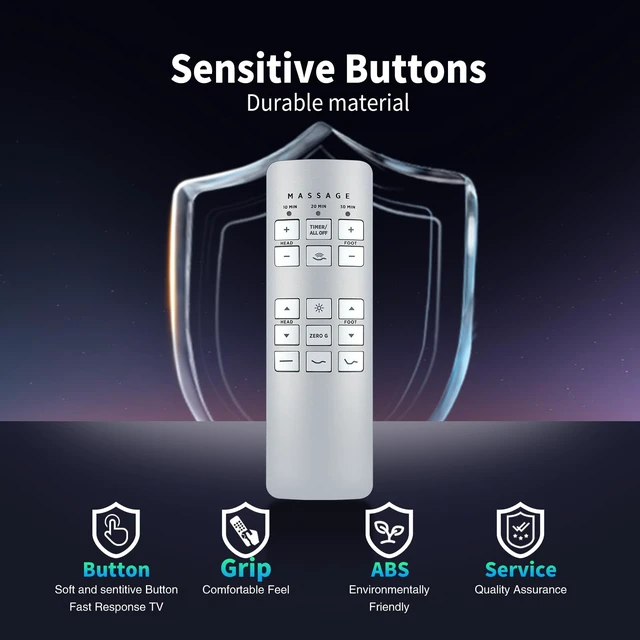 Alt view image 4 of 7 - Replacement Remote for OKIN RF258C Serta Motion Perfect II/III Bed Easy pairing,Responsive control,for V400 V330 E6 76398 79016 Ergomotion Adjustable Bed Base