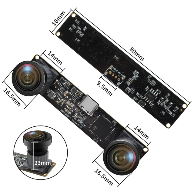 Alt view image 6 of 7 - 120fps Stereo Camera, 1200P Global Shutter USB Camera Module with Wide Angle Dual Lens, Synchronization for 3D VR Headset, 3D Printer, Motion Tracking