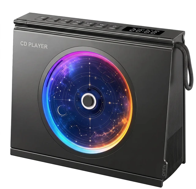 Main image of Portable CD Player for Home Bluetooth 5.3,4000mAh Rechargeable Desktop CD Music Player with Speaker, Aesthetic CD Player for Home Room Decor,Battery Level Indicator,Y-03, Black