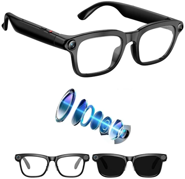 Main image of AI Smart Glasses with Builtin Camera, 4K AntiShake Video & Photo Shooting Equipped with an 8MP camera, real-time translation, AI Voice assistant and object recognition functions for Men Women