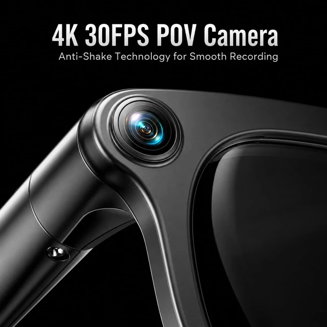Alt view image 2 of 6 - AI Smart Glasses with Builtin Camera, 4K AntiShake Video & Photo Shooting Equipped with an 8MP camera, real-time translation, AI Voice assistant and object recognition functions for Men Women