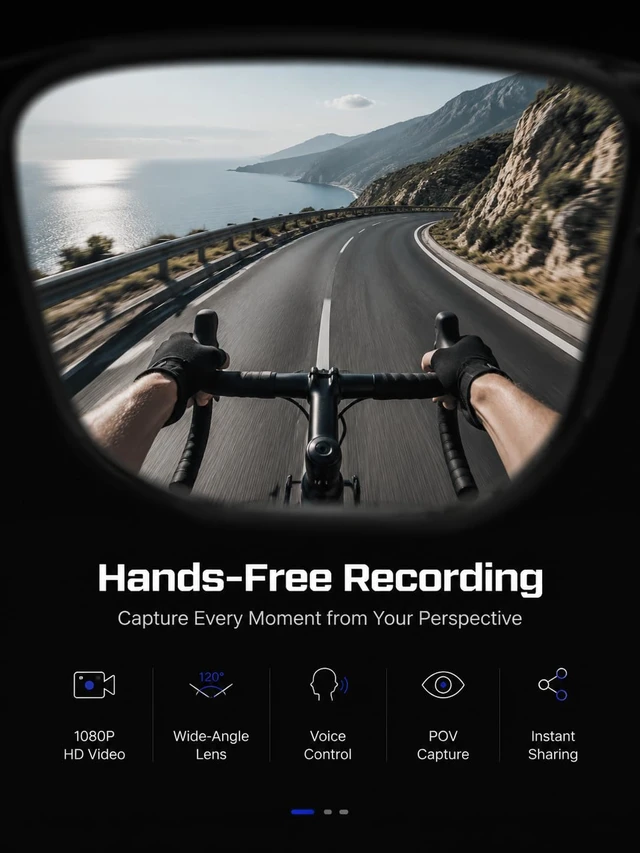 Alt view image 4 of 6 - AI Smart Glasses with Builtin Camera, 4K AntiShake Video & Photo Shooting Equipped with an 8MP camera, real-time translation, AI Voice assistant and object recognition functions for Men Women