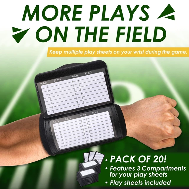 Alt view image 3 of 7 - 20 Pack Football Play Wristband Adult Football Quarterback Play Wristbands for Adult,Softball Wristbands for Signs for All Sports with 3 Compartments