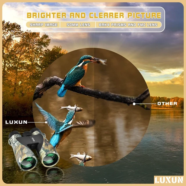 Alt view image 3 of 6 - 12x50 Binoculars for Hunting, High Powered Binoculars for Adults,HD Optical System, Fully Multi-Coated Lenses, Rubber Armor, Camouflage