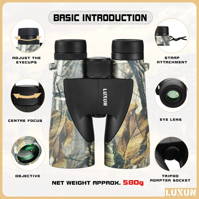 Alt view image 2 of 6 - 12x50 Binoculars for Hunting, High Powered Binoculars for Adults,HD Optical System, Fully Multi-Coated Lenses, Rubber Armor, Camouflage