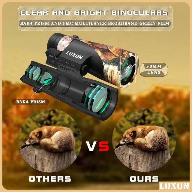 Alt view image 6 of 6 - 12x50 Binoculars for Hunting, High Powered Binoculars for Adults,HD Optical System, Fully Multi-Coated Lenses, Rubber Armor, Camouflage