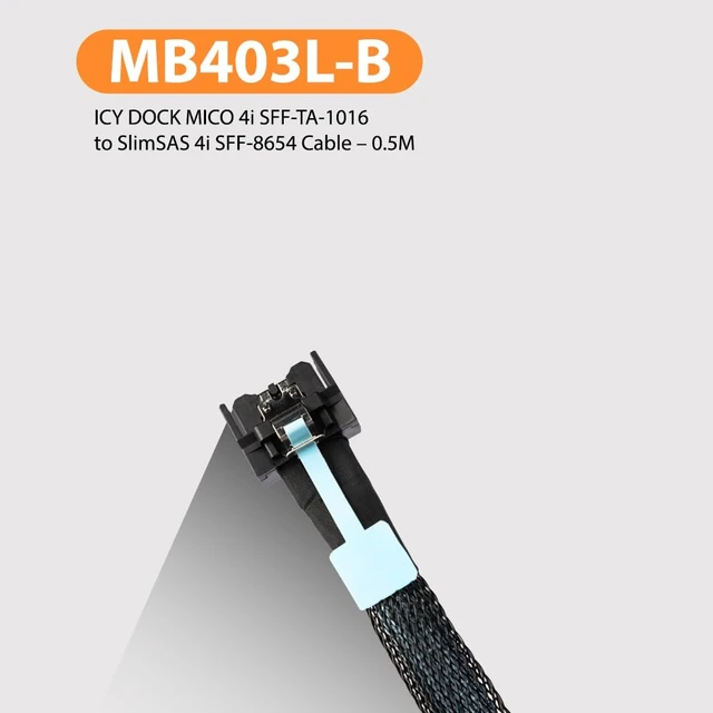 Alt view image 4 of 6 - MB403L-B Data Cable - MICO 4i SFF-TA-1016 to SlimSAS 4i SFF-8654 Cable 0.5M