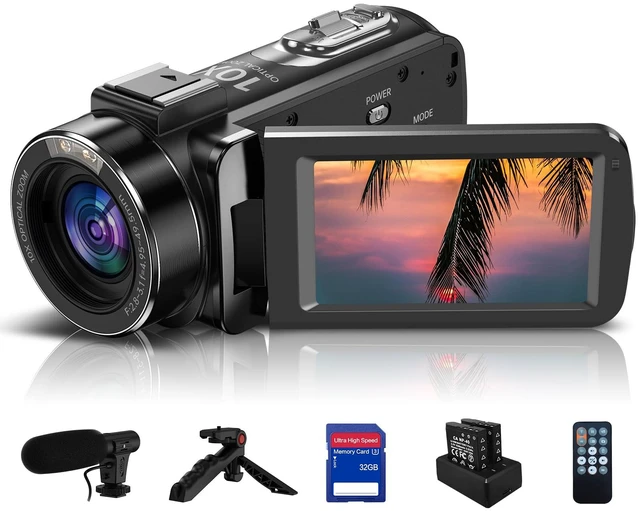 Main image of 4K 30MP Camcorder Video Camera 10X Optical Auto Focus Camcorders Vlogging Camera with Tripod 3.0"" IPS Touch Screen Microphone 32GB SD Card 2 Batteries, DV091