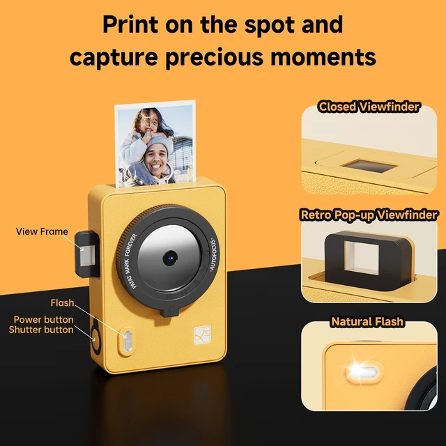 Alt view image 4 of 7 - Z5 Instant Print Camera & Photo Printer (No Bluetooth) & 10 Sheets 2.1x3.4 Photo Paper, 5 Filter Effects, LED Flash, Dye-Sublimation Tech, For Birthday/ Christmas/Travel/Party