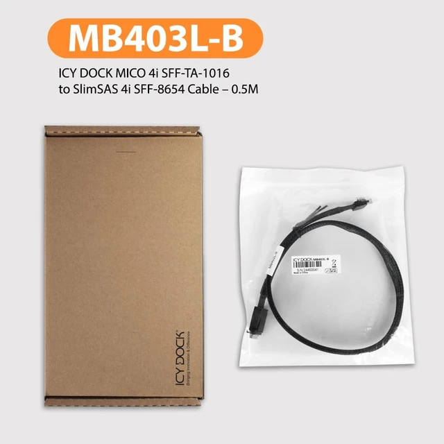 Alt view image 6 of 6 - MB403L-B Data Cable - MICO 4i SFF-TA-1016 to SlimSAS 4i SFF-8654 Cable 0.5M