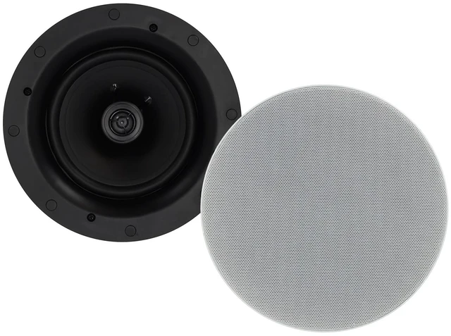 Main image of Elite C68 6.5" White 8-Ohm 2-Way Home Ceiling Speakers Pair Adjustable Silk Tweeter, 300W Peak / 90W RMS, Magnetic Grills, IP42 Indoor/Outdoor, Polypropylene Cone