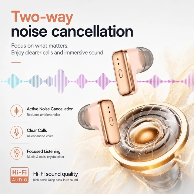 Alt view image 3 of 6 - Smart Watch with Earbuds for Women, 2-in-1 Rose Gold 1.43" AMOLED Smartwatch with Bluetooth Answer/Make Calls, Fitness Tracker, 2 Bands, iOS & Android
