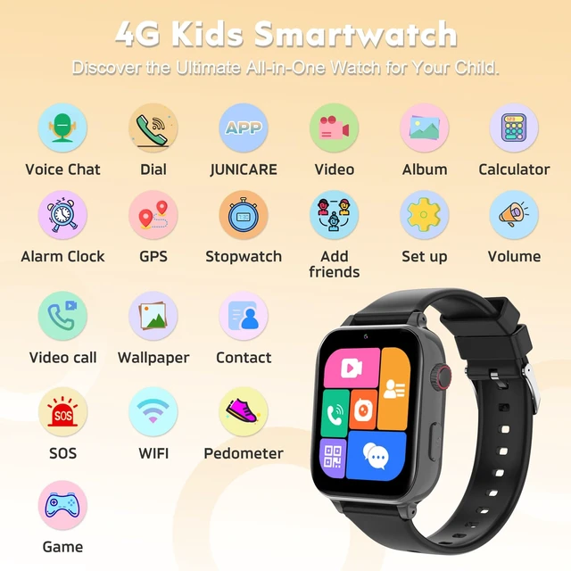 Alt view image 5 of 7 - 4G Kids Smart Watch for Boys Girls with GPS Tracker, Kid Smartwatch Phone Call SOS Video Call for Kids Birthday Gift Ages 4-12