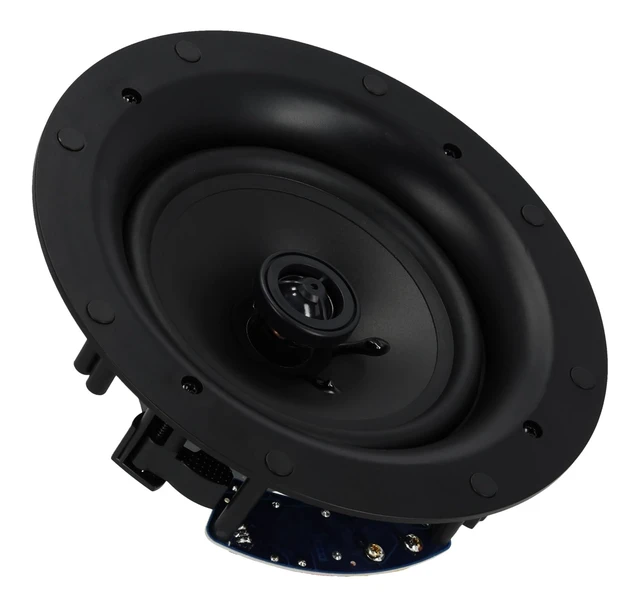 Alt view image 5 of 7 - Elite C68 6.5" White 8-Ohm 2-Way Home Ceiling Speakers Pair Adjustable Silk Tweeter, 300W Peak / 90W RMS, Magnetic Grills, IP42 Indoor/Outdoor, Polypropylene Cone