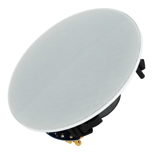 Alt view image 4 of 7 - Elite C68 6.5" White 8-Ohm 2-Way Home Ceiling Speakers Pair Adjustable Silk Tweeter, 300W Peak / 90W RMS, Magnetic Grills, IP42 Indoor/Outdoor, Polypropylene Cone