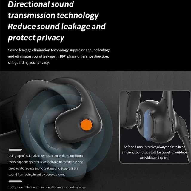 Alt view image 6 of 7 - Open Ear Air Conduction Bluetooth Headphone Dual Mic Rotatable Boom Mic Active Noise Cancellation IPX5 Waterproof Bluetooth 5.4 Pain-Free Design for Sports Office Work-Black