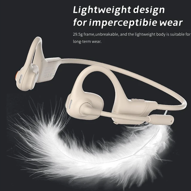 Alt view image 6 of 7 - Open Ear Air Conduction Bluetooth Headphone Dual Mic Rotatable Boom Mic Active Noise Cancellation IPX5 Waterproof Bluetooth 5.4 Pain-Free Design for Sports Office Work-White