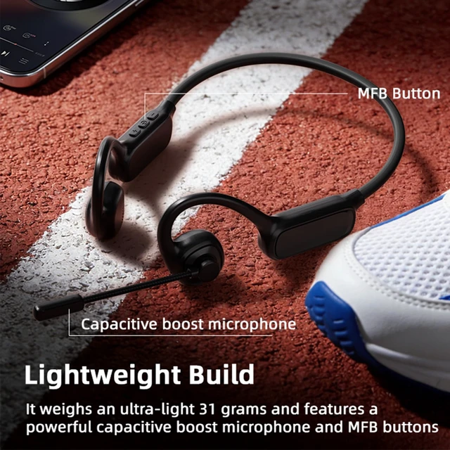 Alt view image 2 of 7 - Air Conduction Open Ear Headphones with 270° Rotating External Microphone Bluetooth 5.4 Wireless Headset Noise Canceling Dual Device Pairing, Ergonomic Fit for Office Driving Sports-W3 Black