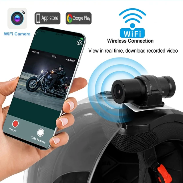 Alt view image 4 of 7 - Helmet Camera for Bicycle Motorcycle, Remote Control, WiFi HD 1080P Portable Waterproof Handlebar Camera, G-Sensor, Loop Recording