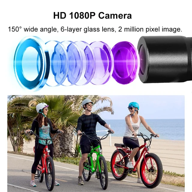 Alt view image 5 of 7 - Helmet Camera for Bicycle Motorcycle, Remote Control, WiFi HD 1080P Portable Waterproof Handlebar Camera, G-Sensor, Loop Recording