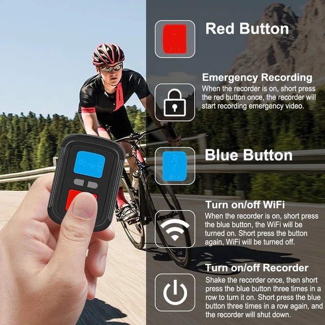 Alt view image 6 of 7 - Helmet Camera for Bicycle Motorcycle, Remote Control, WiFi HD 1080P Portable Waterproof Handlebar Camera, G-Sensor, Loop Recording