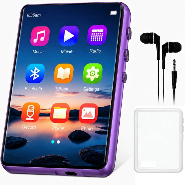 Main image of 128GB MP3 Player with Bluetooth 5.4, 2.4" Portable HiFi Music Player with FM Radio/HD Speaker/E-Book, Digital Music Player Earphones Included